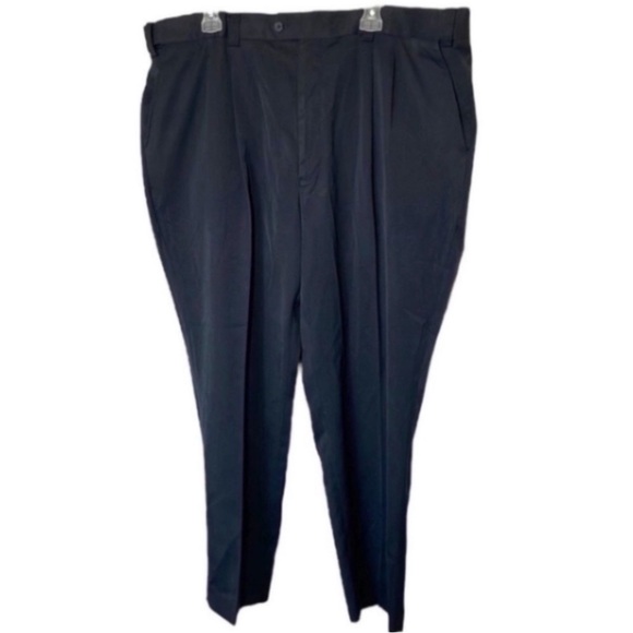 Flex Zone Pleated Pants Black Trousers Waist Expanders Dress Big Mans Slacks 46 - Picture 1 of 17